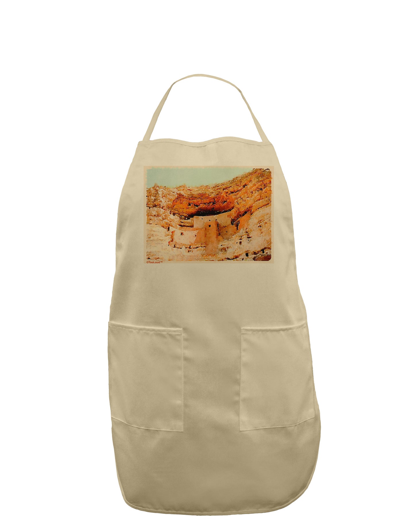 Montezuma Castle Watercolor Adult Apron-Bib Apron-TooLoud-Stone-One-Size-Davson Sales