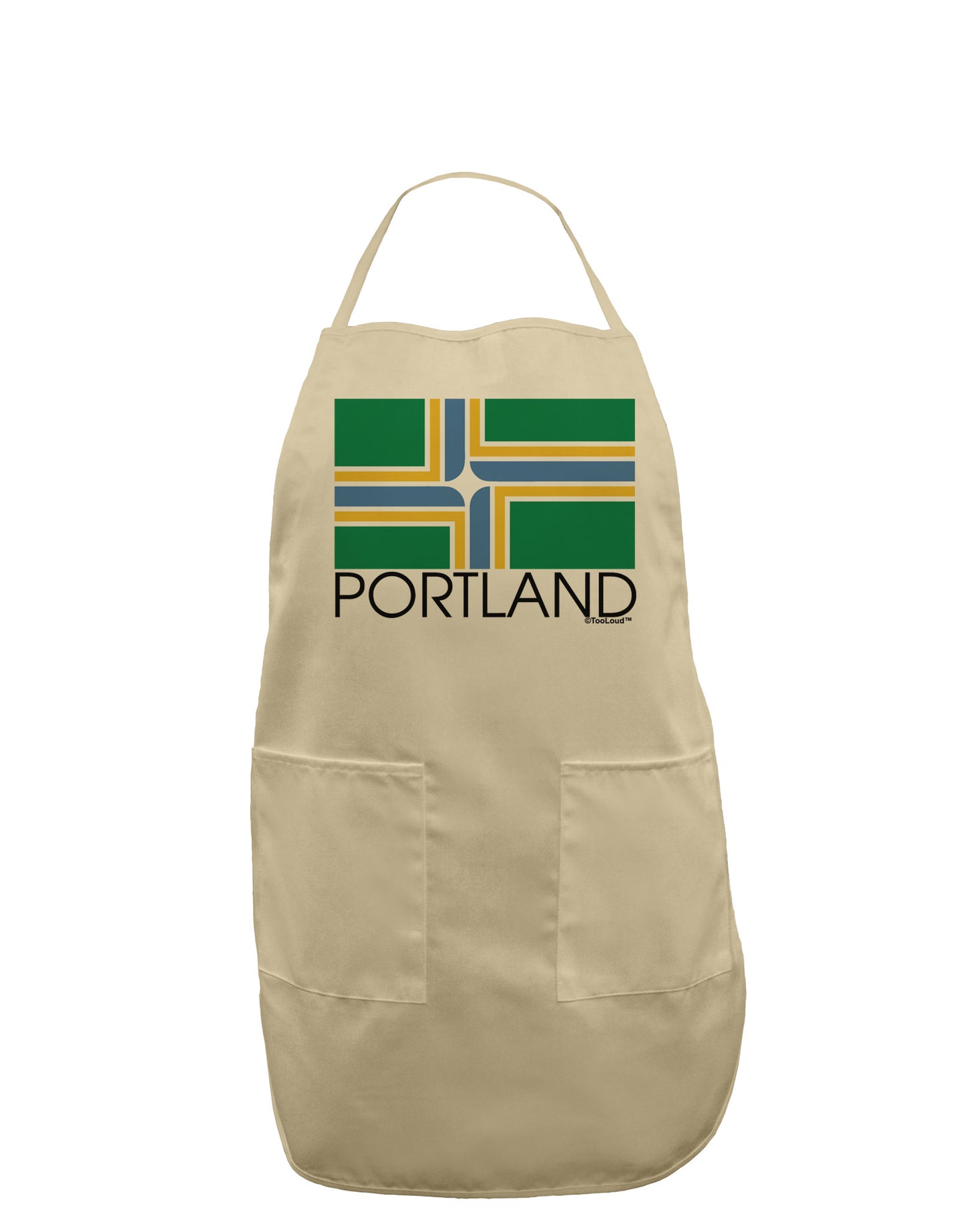 Portland Oregon Flag Text Adult Apron-Bib Apron-TooLoud-Stone-One-Size-Davson Sales