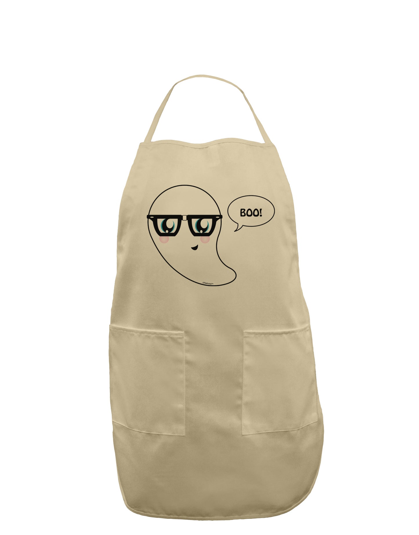 Cute Nerd Ghost Boo Halloween Adult Apron-Bib Apron-TooLoud-Stone-One-Size-Davson Sales