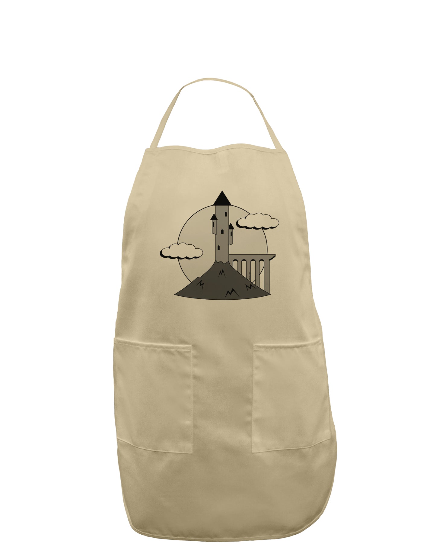 Moonlit Wizard Tower - Grayscale Adult Apron-Bib Apron-TooLoud-Stone-One-Size-Davson Sales