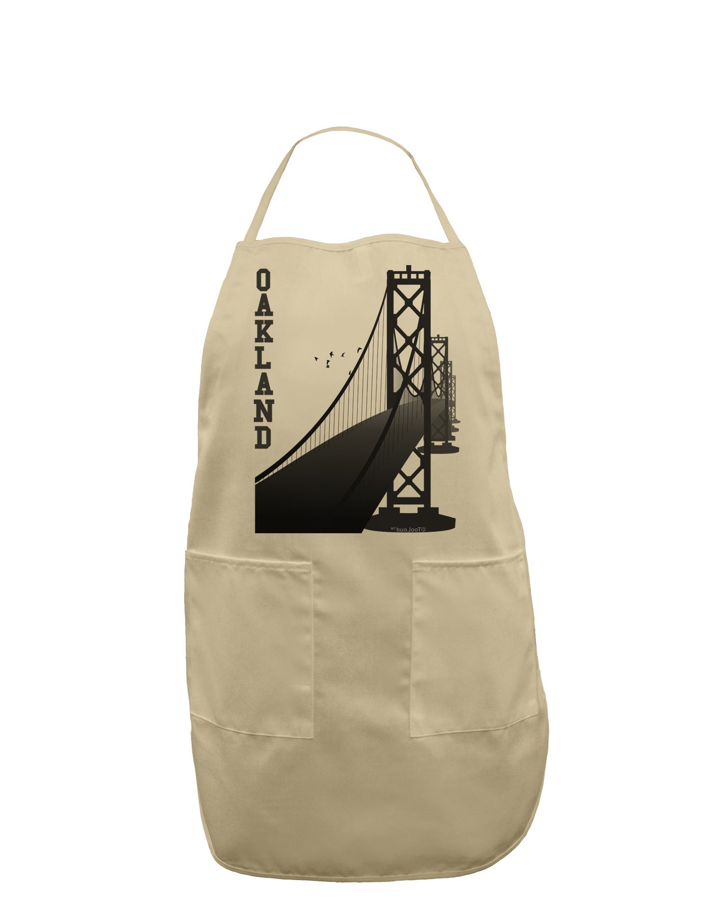 Oakland Text Bay Bridge Adult Apron-Bib Apron-TooLoud-Stone-One-Size-Davson Sales