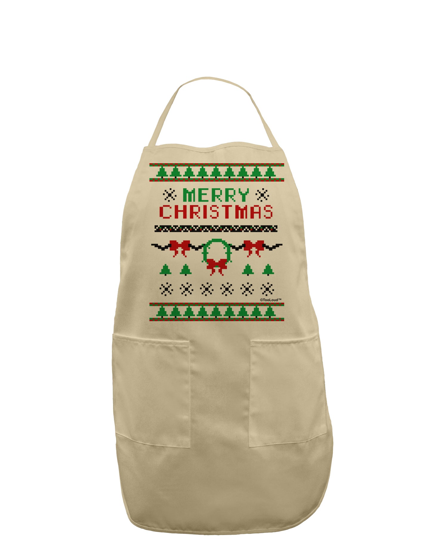 Merry Christmas Ugly Christmas Sweater Adult Apron-Bib Apron-TooLoud-Stone-One-Size-Davson Sales