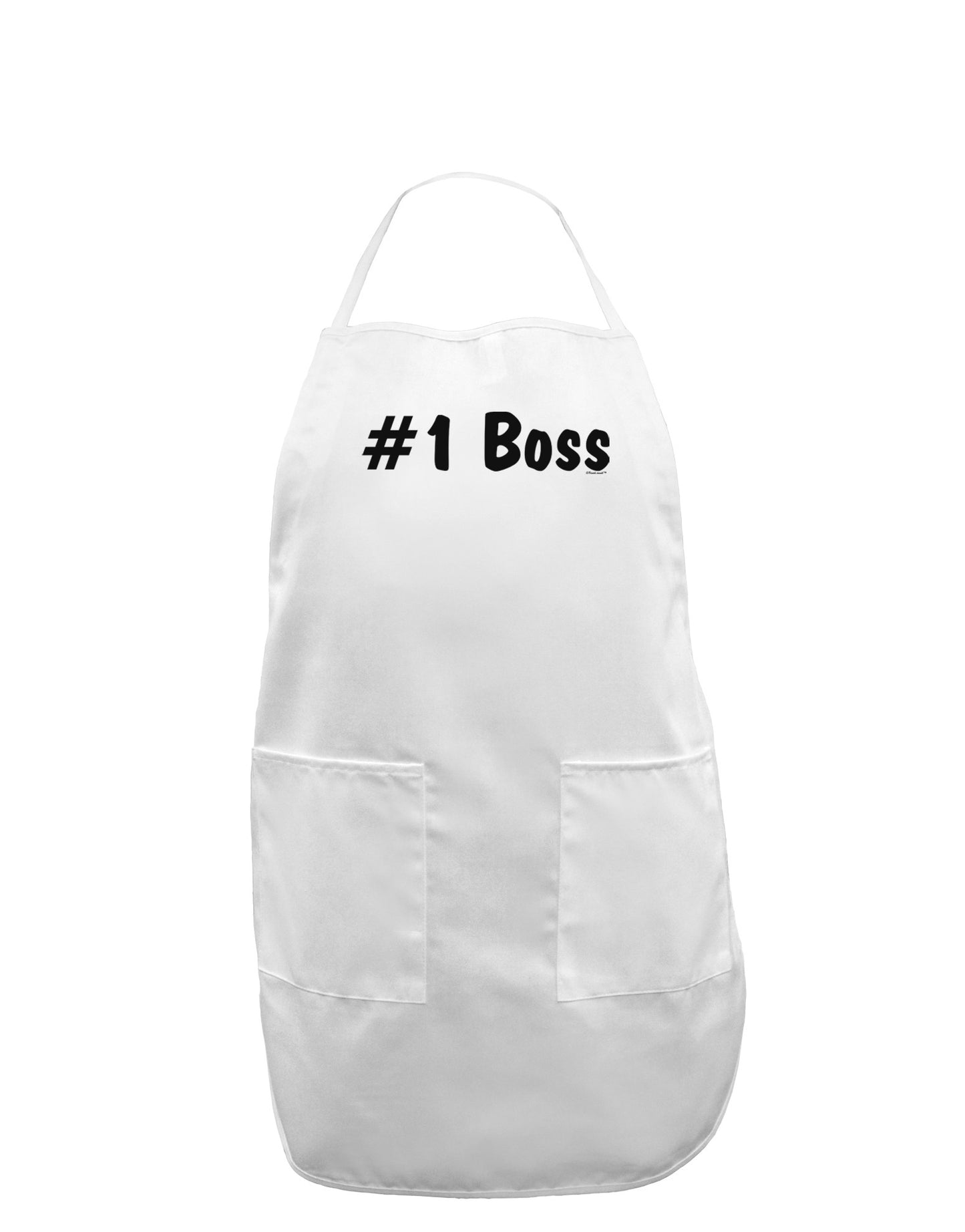 #1 Boss Text - Boss Day Adult Apron-Bib Apron-TooLoud-White-One-Size-Davson Sales