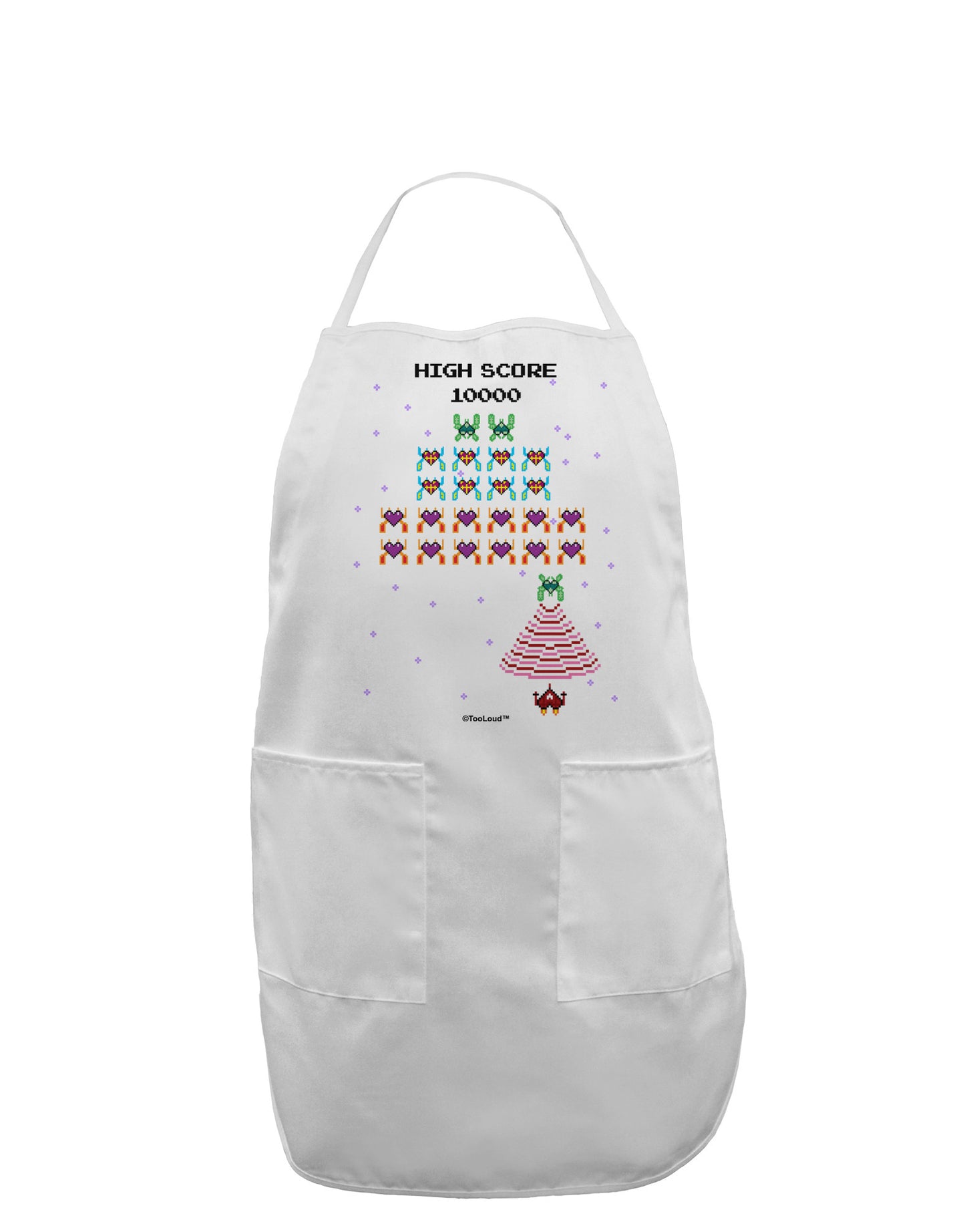 Retro Heart Fighter Adult Apron-Bib Apron-TooLoud-White-One-Size-Davson Sales