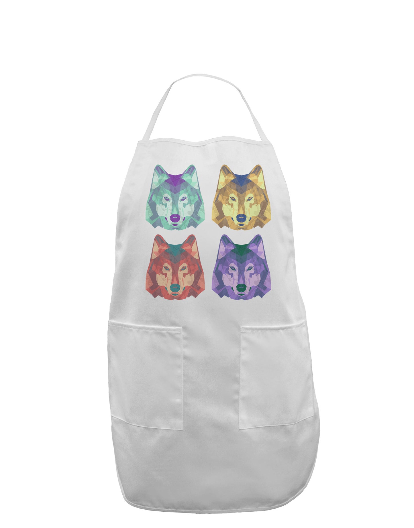 Geometric Wolf Head Pop Art Adult Apron-Bib Apron-TooLoud-White-One-Size-Davson Sales