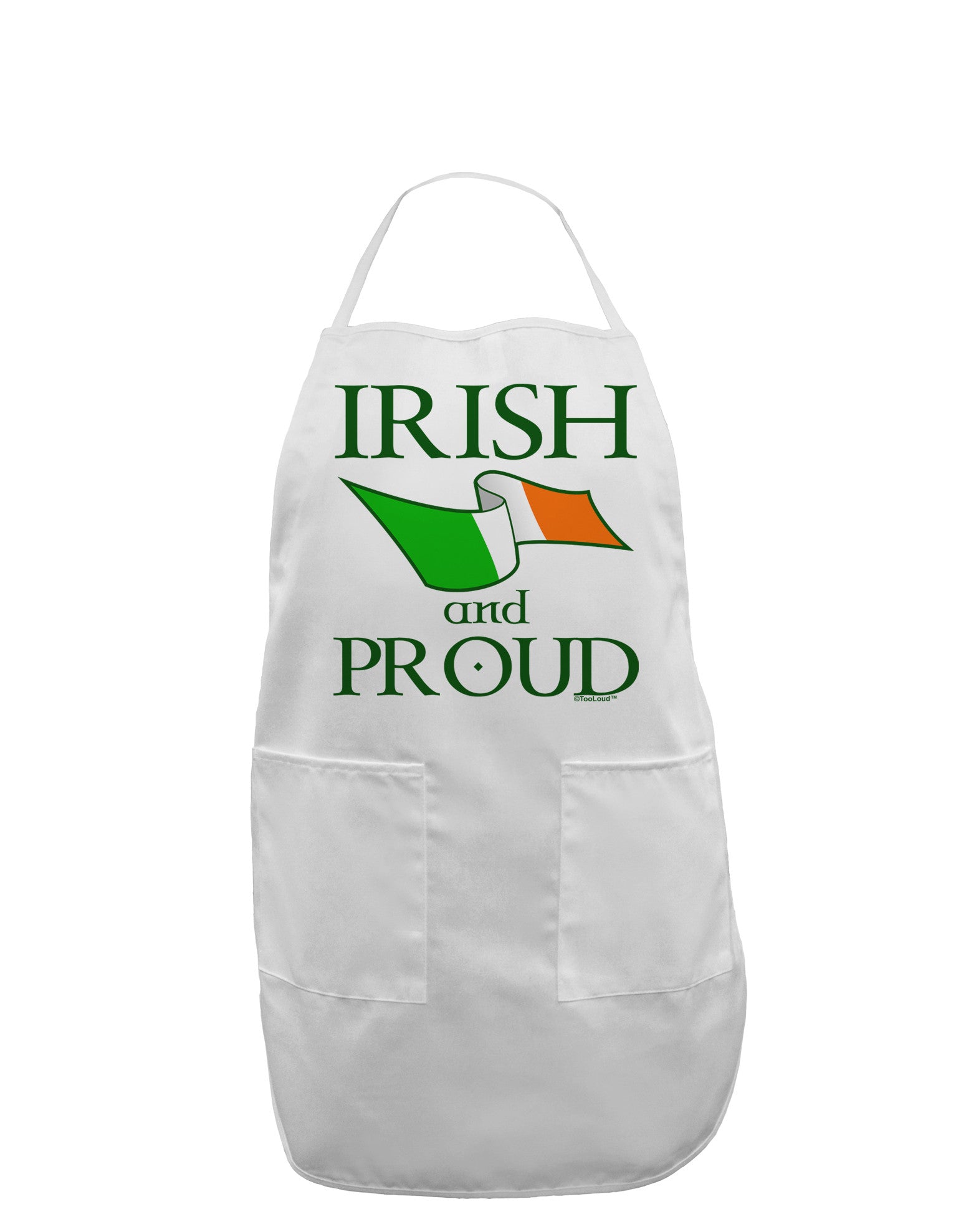 Irish and Proud Adult Apron-Bib Apron-TooLoud-White-One-Size-Davson Sales
