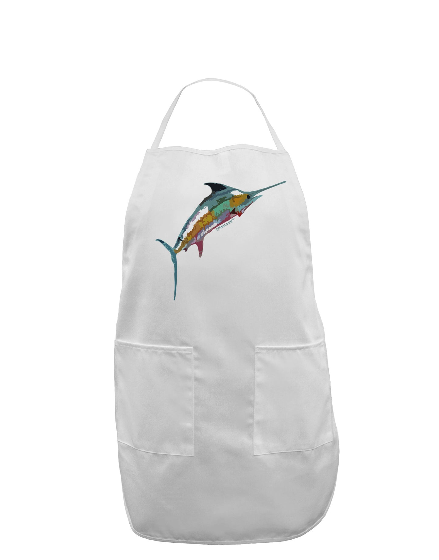 Colorful Vector Swordfish Adult Apron-Bib Apron-TooLoud-White-One-Size-Davson Sales