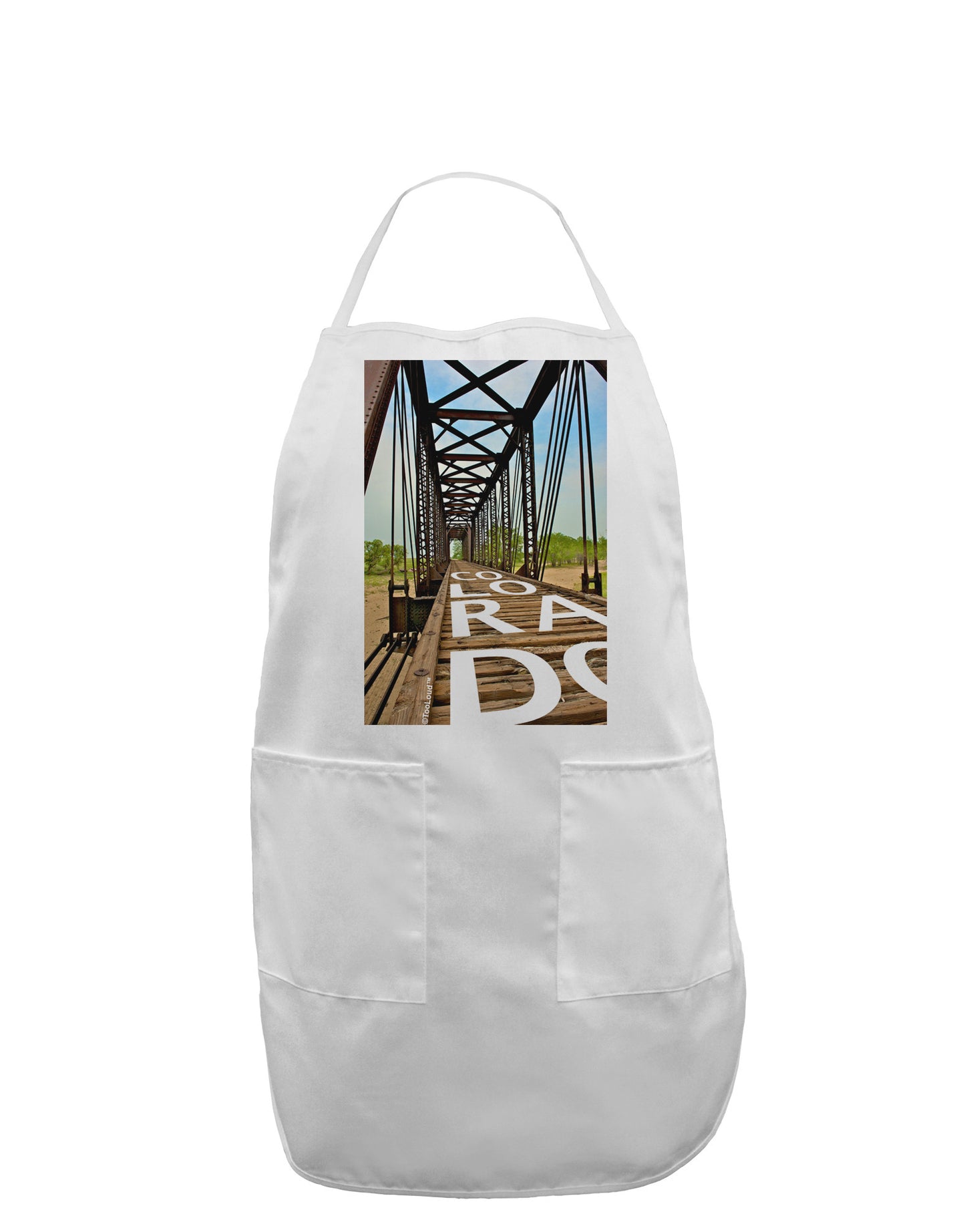 Colorado Bridge Text Adult Apron-Bib Apron-TooLoud-White-One-Size-Davson Sales