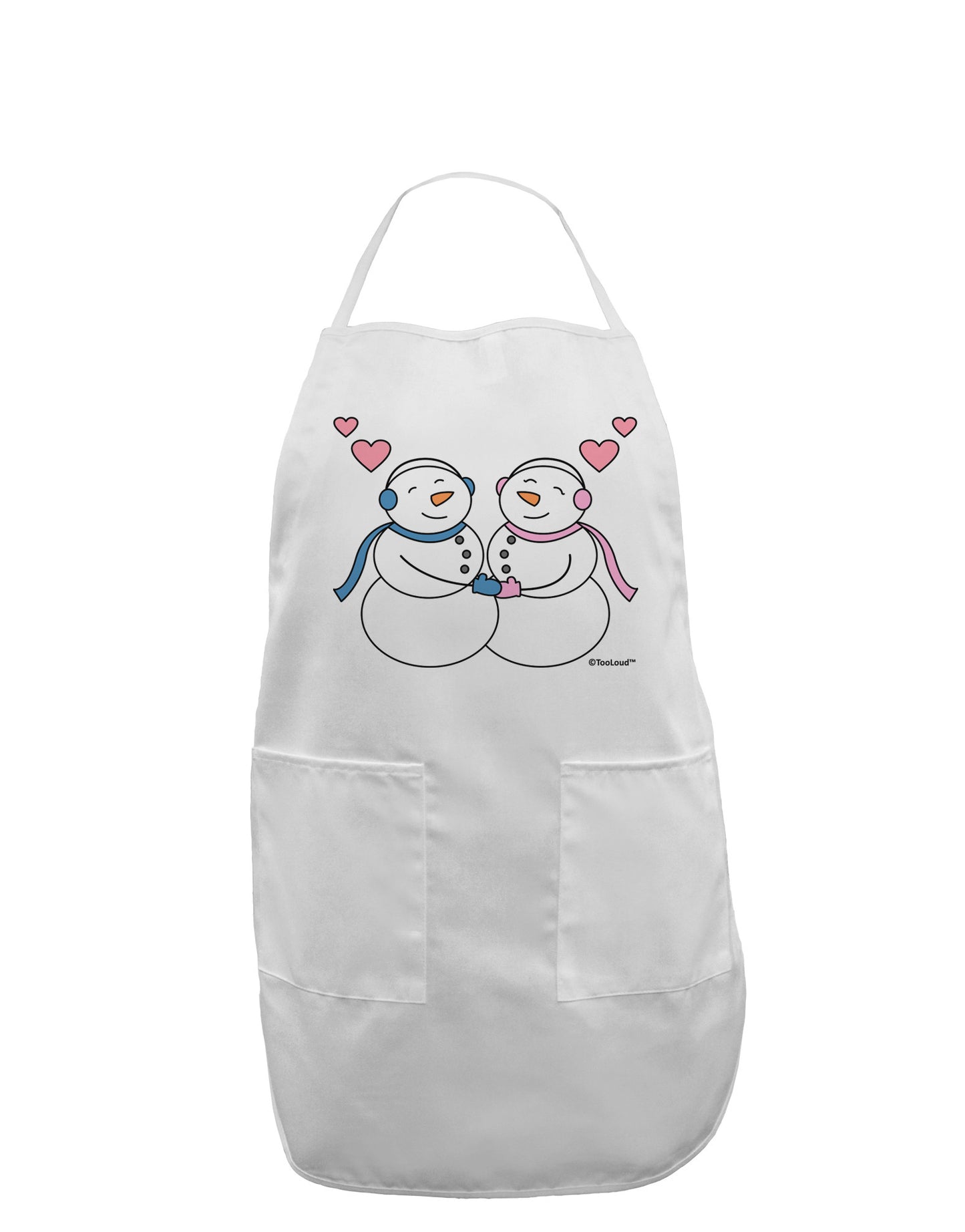 Cute Snowman and Snowwoman Couple Adult Apron by TooLoud-Bib Apron-TooLoud-White-One-Size-Davson Sales