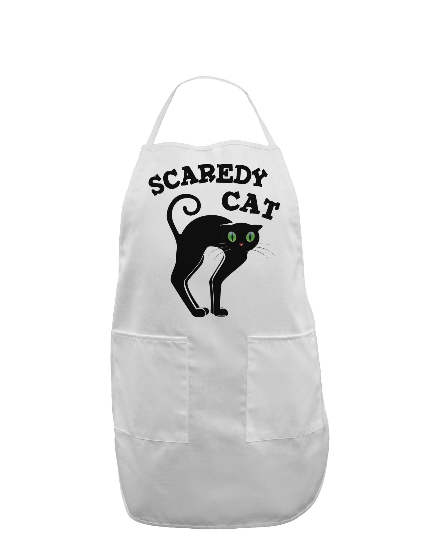 Cute Scaredy Cat Black Cat Halloween Adult Apron-Bib Apron-TooLoud-White-One-Size-Davson Sales