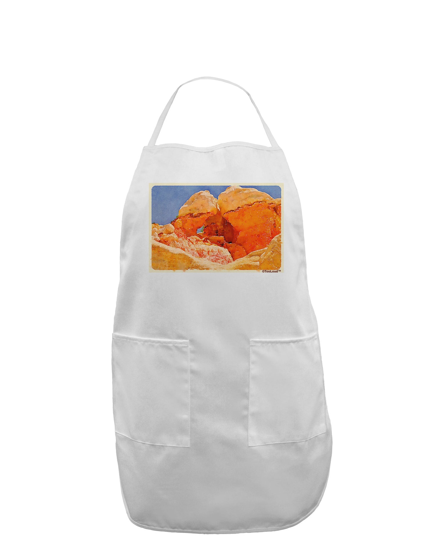 Desert Landscape Watercolor Adult Apron-Bib Apron-TooLoud-White-One-Size-Davson Sales