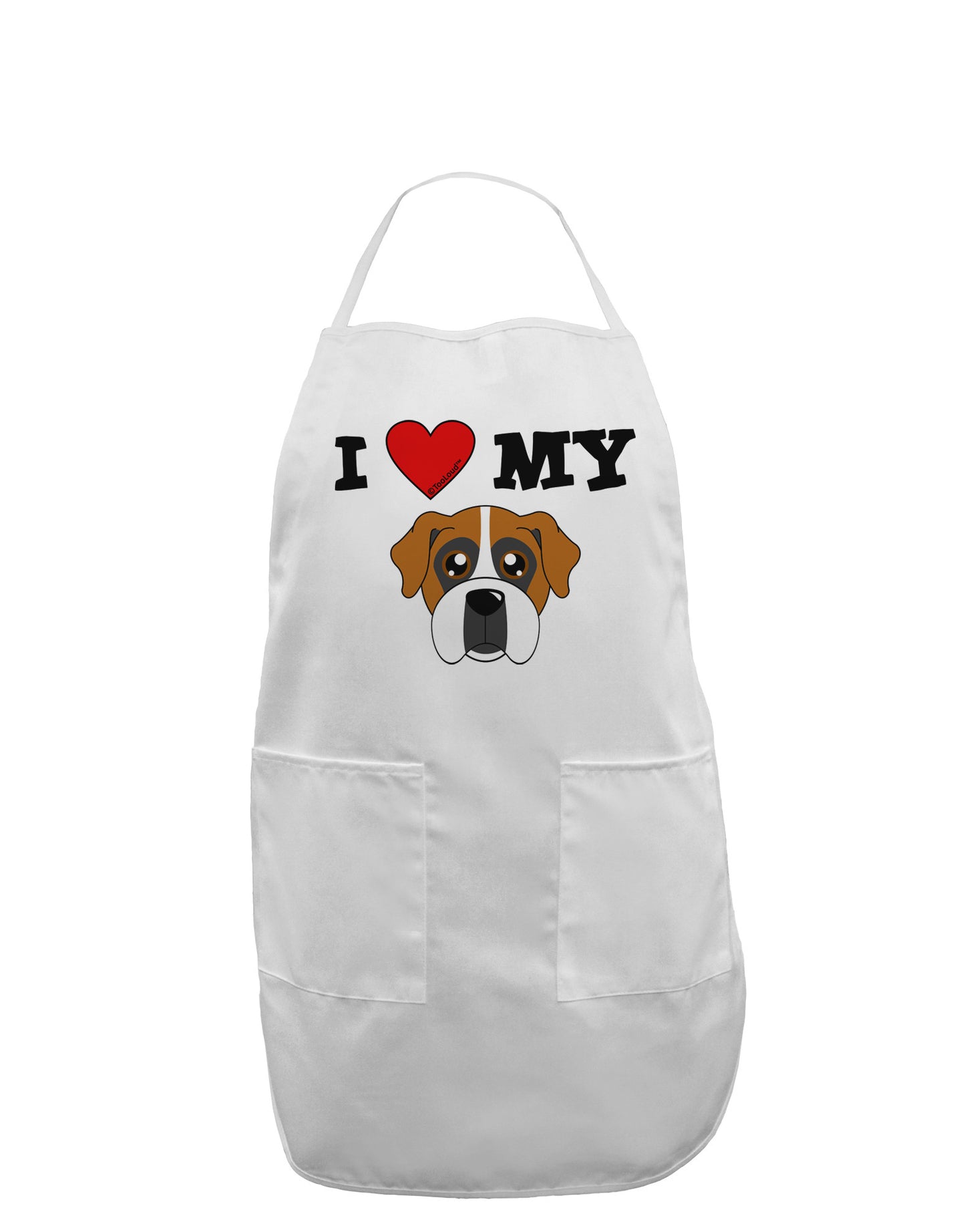 I Heart My - Cute Boxer Dog Adult Apron by TooLoud-Bib Apron-TooLoud-White-One-Size-Davson Sales