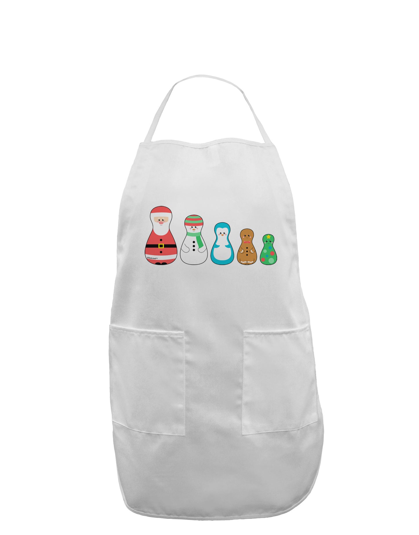 Cute Christmas Matryoshka Nesting Dolls Adult Apron-Bib Apron-TooLoud-White-One-Size-Davson Sales