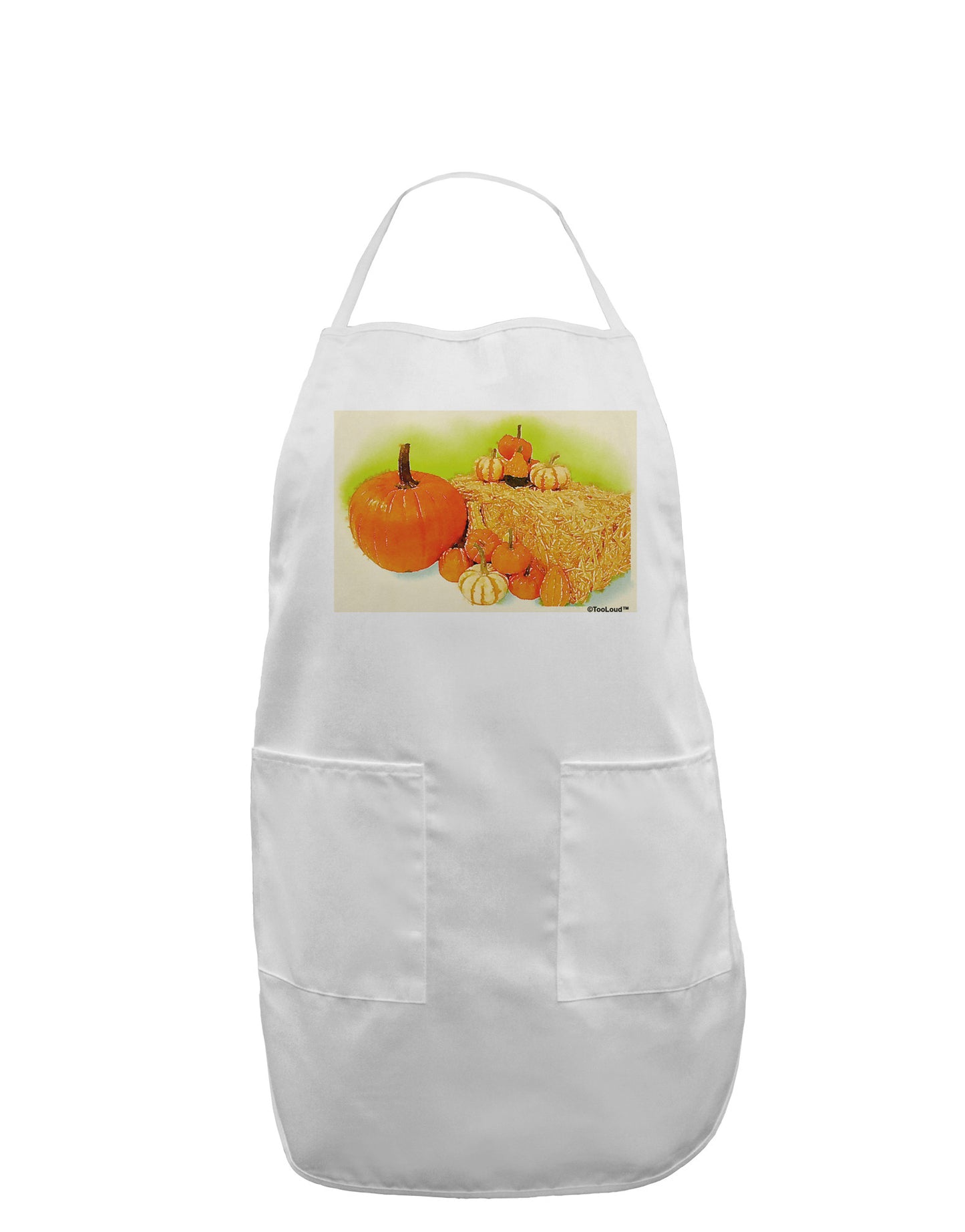 Fall Pumpkin Scene Adult Apron-Bib Apron-TooLoud-White-One-Size-Davson Sales