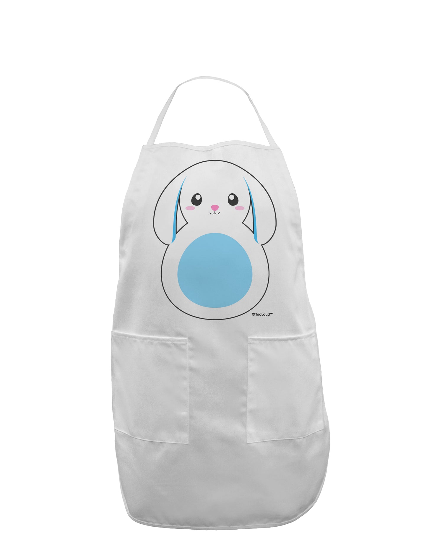 Cute Bunny with Floppy Ears - Blue Adult Apron by TooLoud-Bib Apron-TooLoud-White-One-Size-Davson Sales