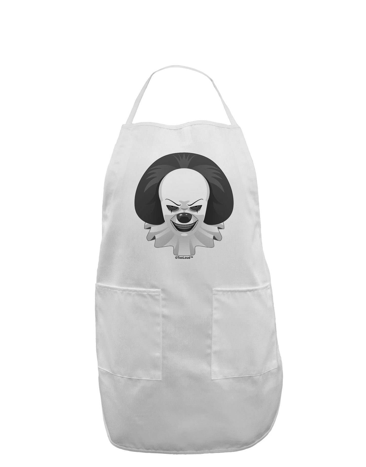 Scary Clown Grayscale Adult Apron-Bib Apron-TooLoud-White-One-Size-Davson Sales