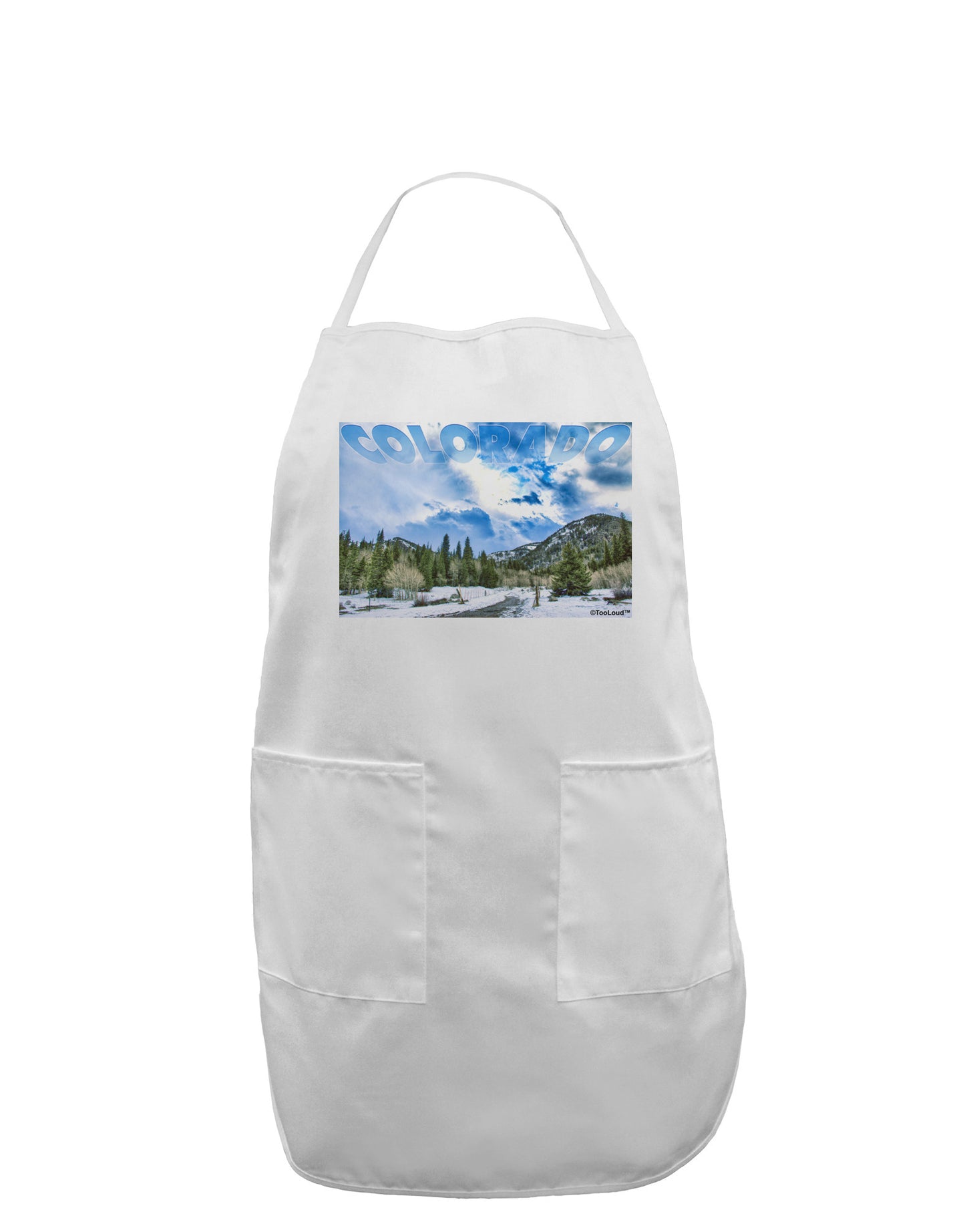 El Dora CO with Text Adult Apron-Bib Apron-TooLoud-White-One-Size-Davson Sales
