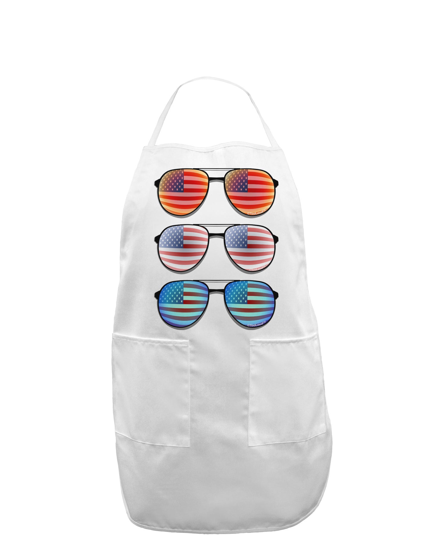 Red White and Blue USA Flag Aviators Adult Apron-Bib Apron-TooLoud-White-One-Size-Davson Sales