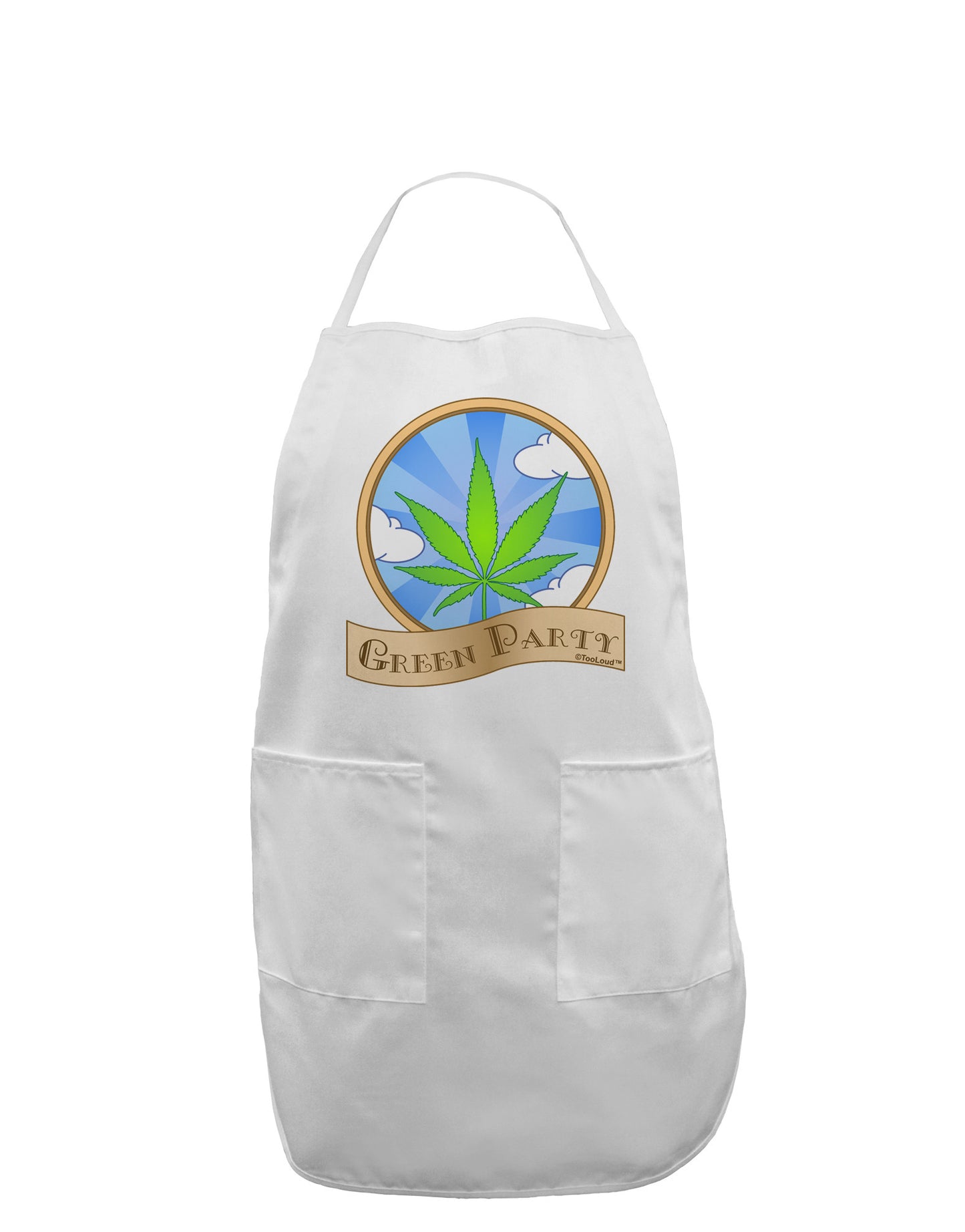 Green Party Symbol Adult Apron-Bib Apron-TooLoud-White-One-Size-Davson Sales
