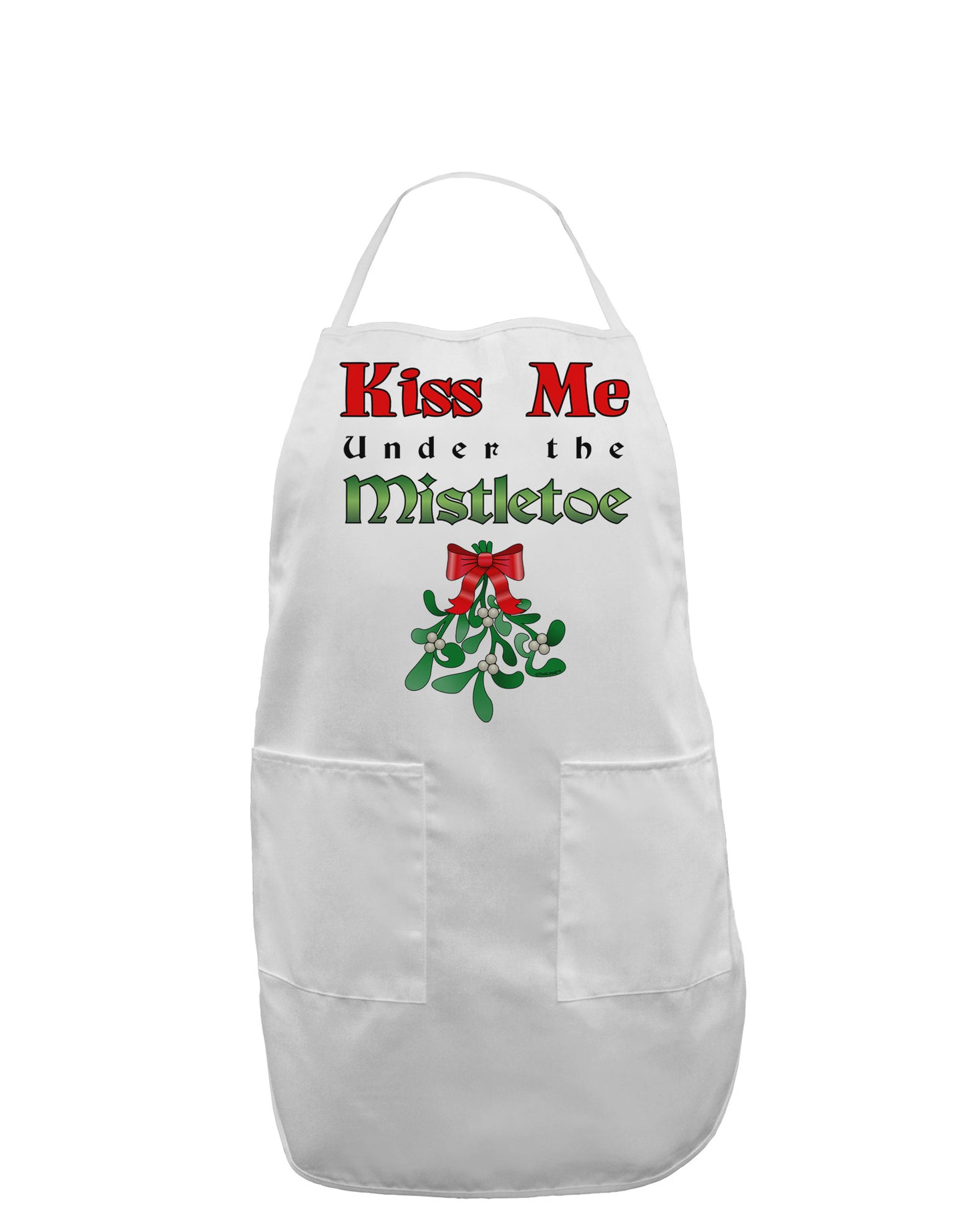 Kiss Me Under the Mistletoe Christmas Adult Apron-Bib Apron-TooLoud-White-One-Size-Davson Sales