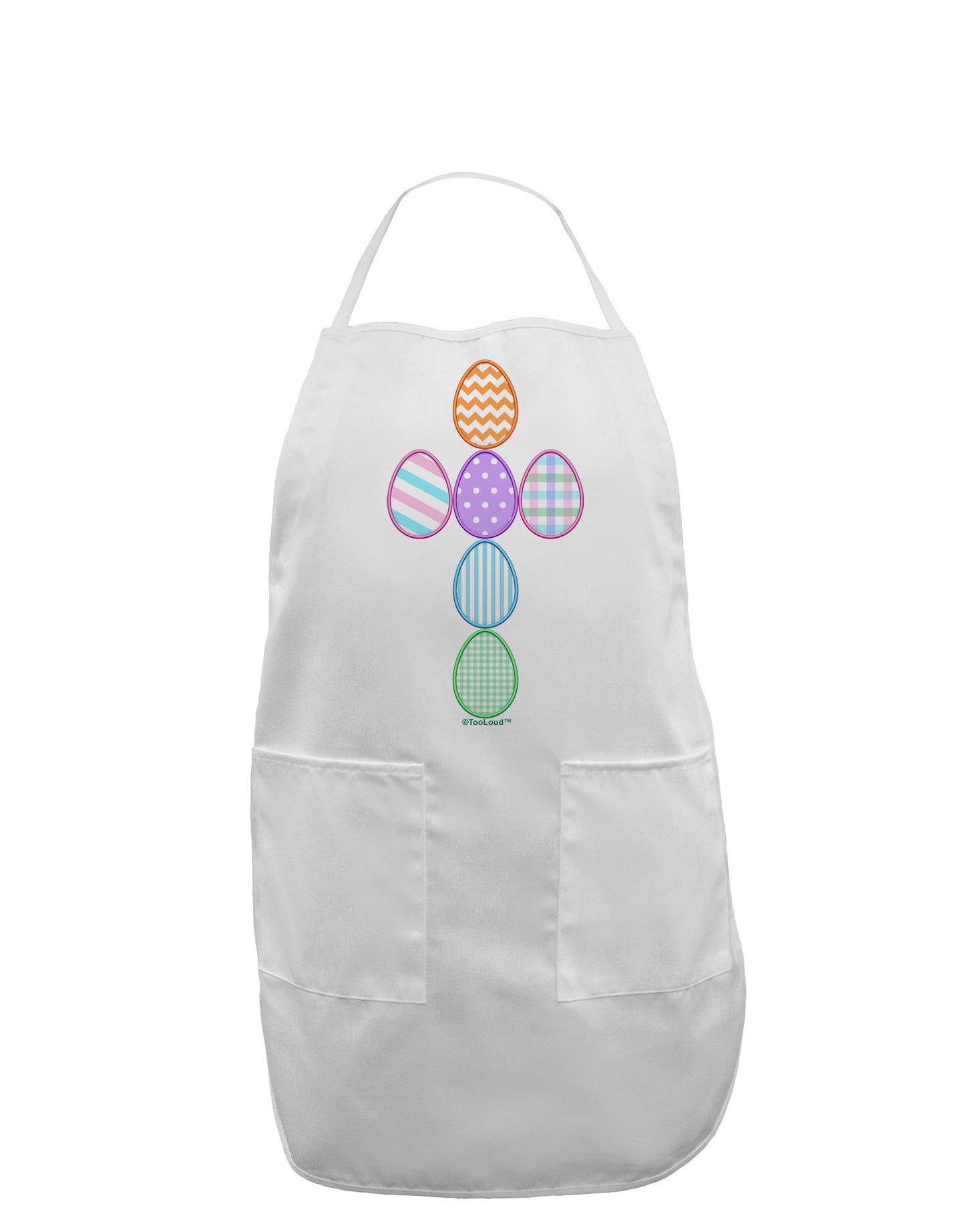 Easter Egg Cross Faux Applique Adult Apron-Bib Apron-TooLoud-White-One-Size-Davson Sales