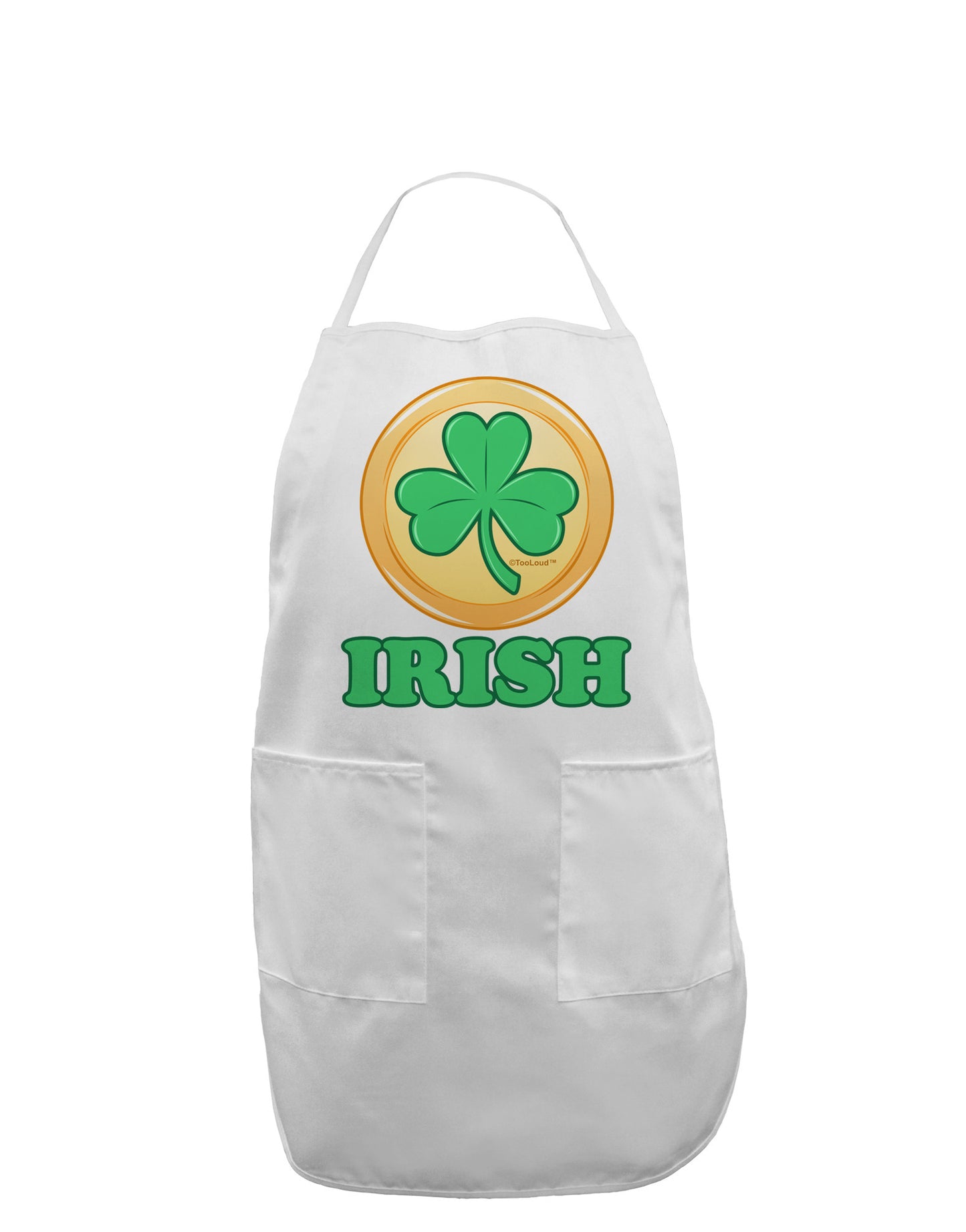 Shamrock Button - Irish Adult Apron by TooLoud-Bib Apron-TooLoud-White-One-Size-Davson Sales