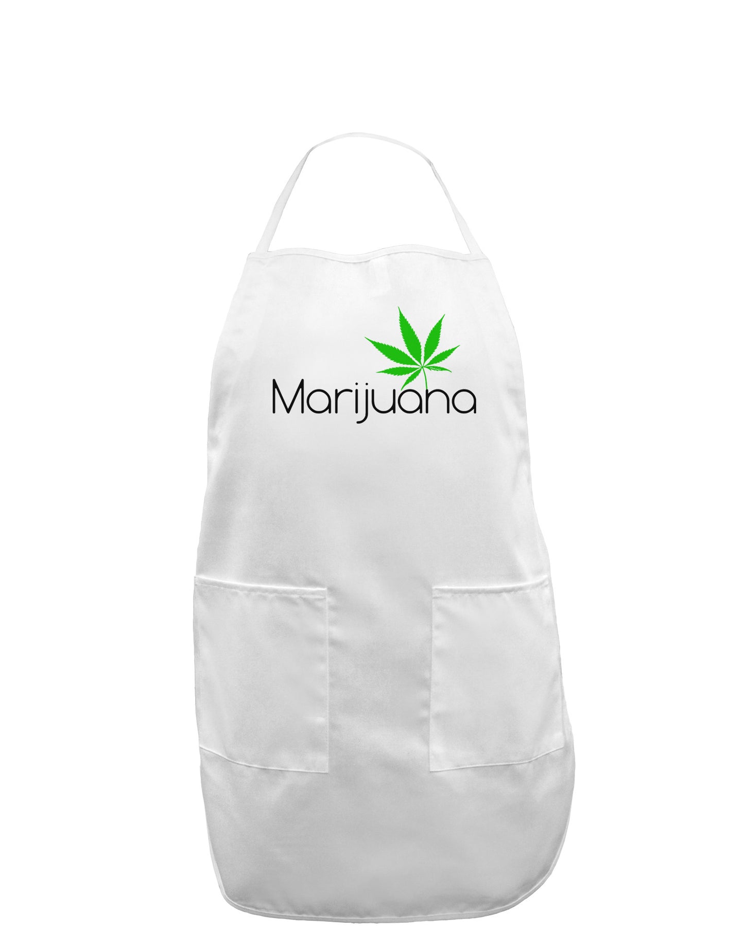 Marijuana Text and Leaf Adult Apron-Bib Apron-TooLoud-White-One-Size-Davson Sales