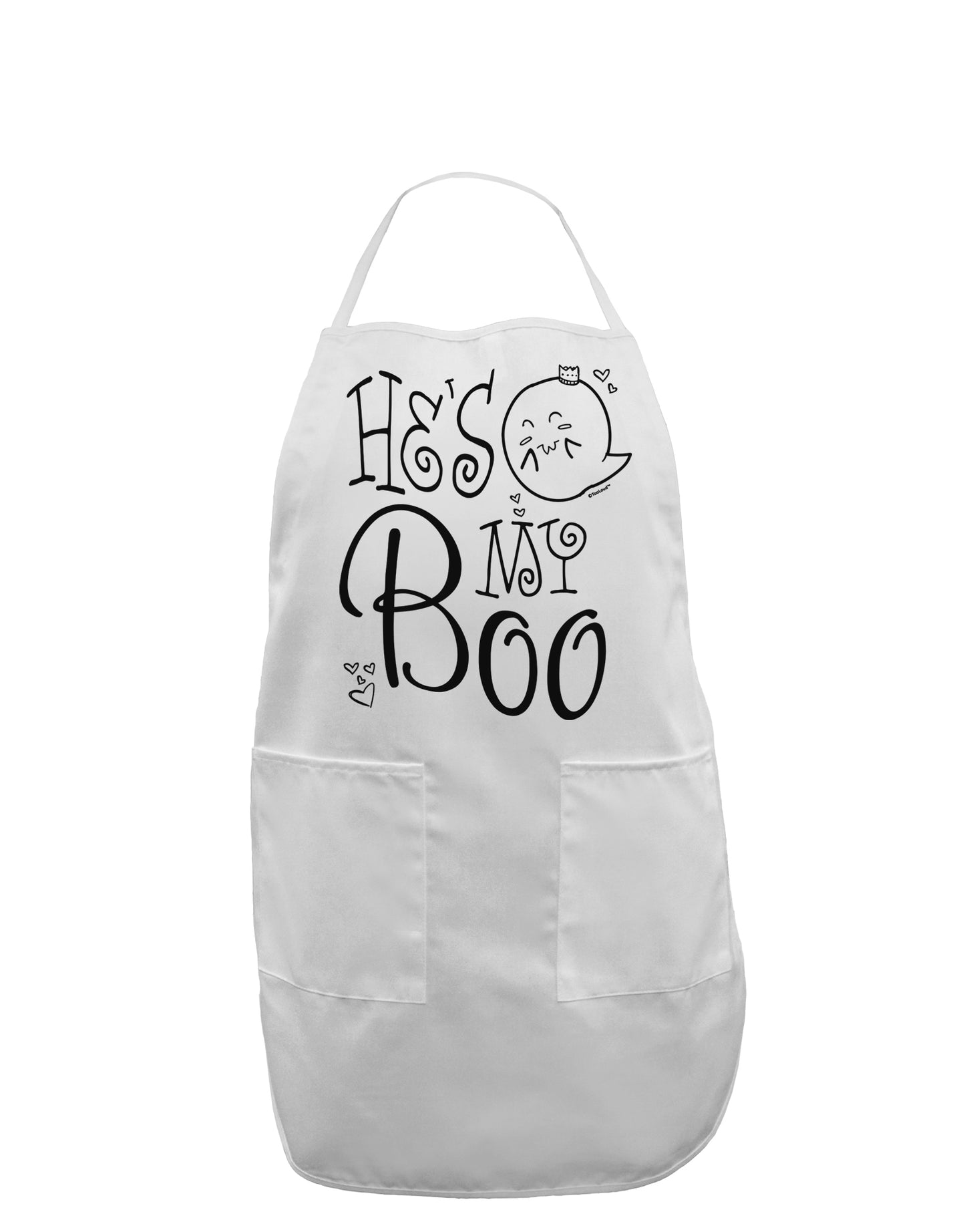 He's My Boo Adult Apron-Bib Apron-TooLoud-White-One-Size-Davson Sales