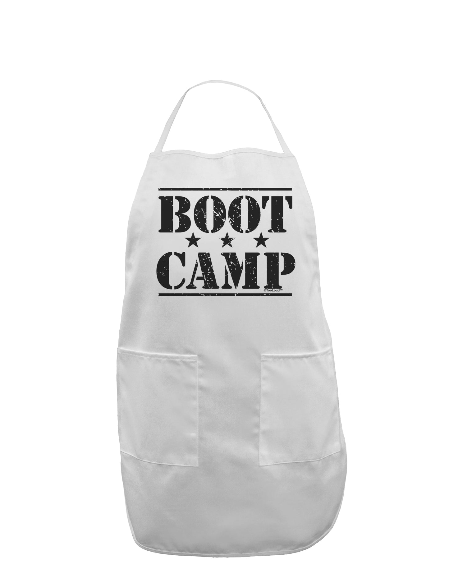 Bootcamp Large distressed Text Adult Apron-Bib Apron-TooLoud-White-One-Size-Davson Sales