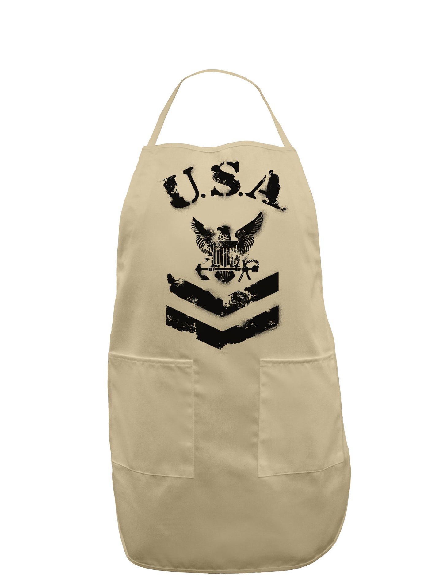 USA Military Navy Stencil Logo Adult Apron-Bib Apron-TooLoud-Khaki-One-Size-Davson Sales
