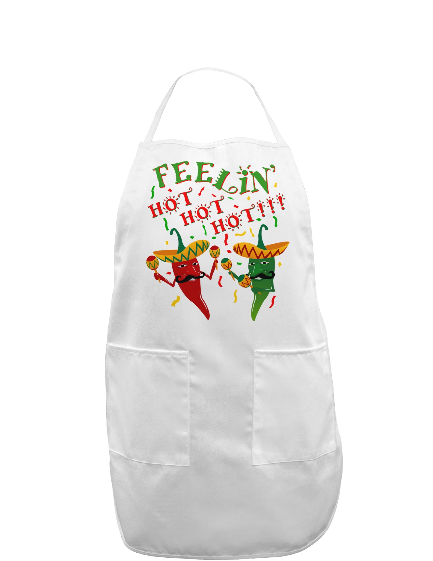 Feelin Hot Hot Hot Chili Peppers Adult Apron-Bib Apron-TooLoud-White-One-Size-Davson Sales