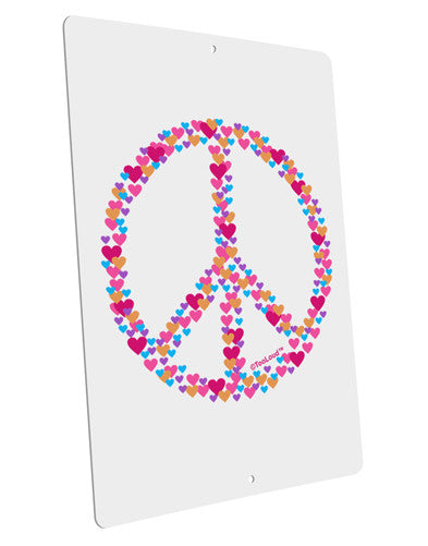 Peace Sign Hearts Large Aluminum Sign 12 x 18" - Portrait-Aluminum Sign-TooLoud-12x18"-Davson Sales
