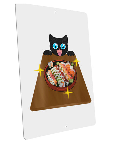 Anime Cat Loves Sushi Large Aluminum Sign 12 x 18" - Portrait by TooLoud-TooLoud-12x18"-Davson Sales