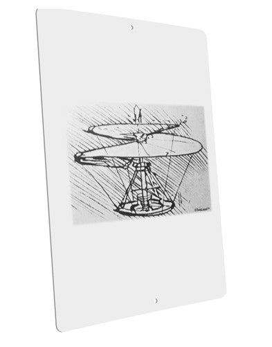 Helicopter Sketch Large Aluminum Sign 12 x 18" - Portrait-Aluminum Sign-TooLoud-12x18"-Davson Sales