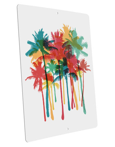 Paint Splash Palm Trees Large Aluminum Sign 12 x 18" - Portrait-Aluminum Sign-TooLoud-12x18"-Davson Sales