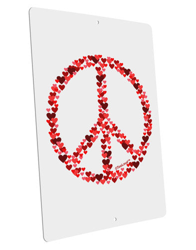 Peace Sign Hearts Red Large Aluminum Sign 12 x 18" - Portrait-Aluminum Sign-TooLoud-12x18"-Davson Sales