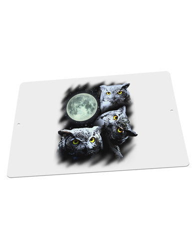 Three Owls and Moon Large Aluminum Sign 12 x 18" - Landscape-Aluminum Sign-TooLoud-18x12"-Davson Sales