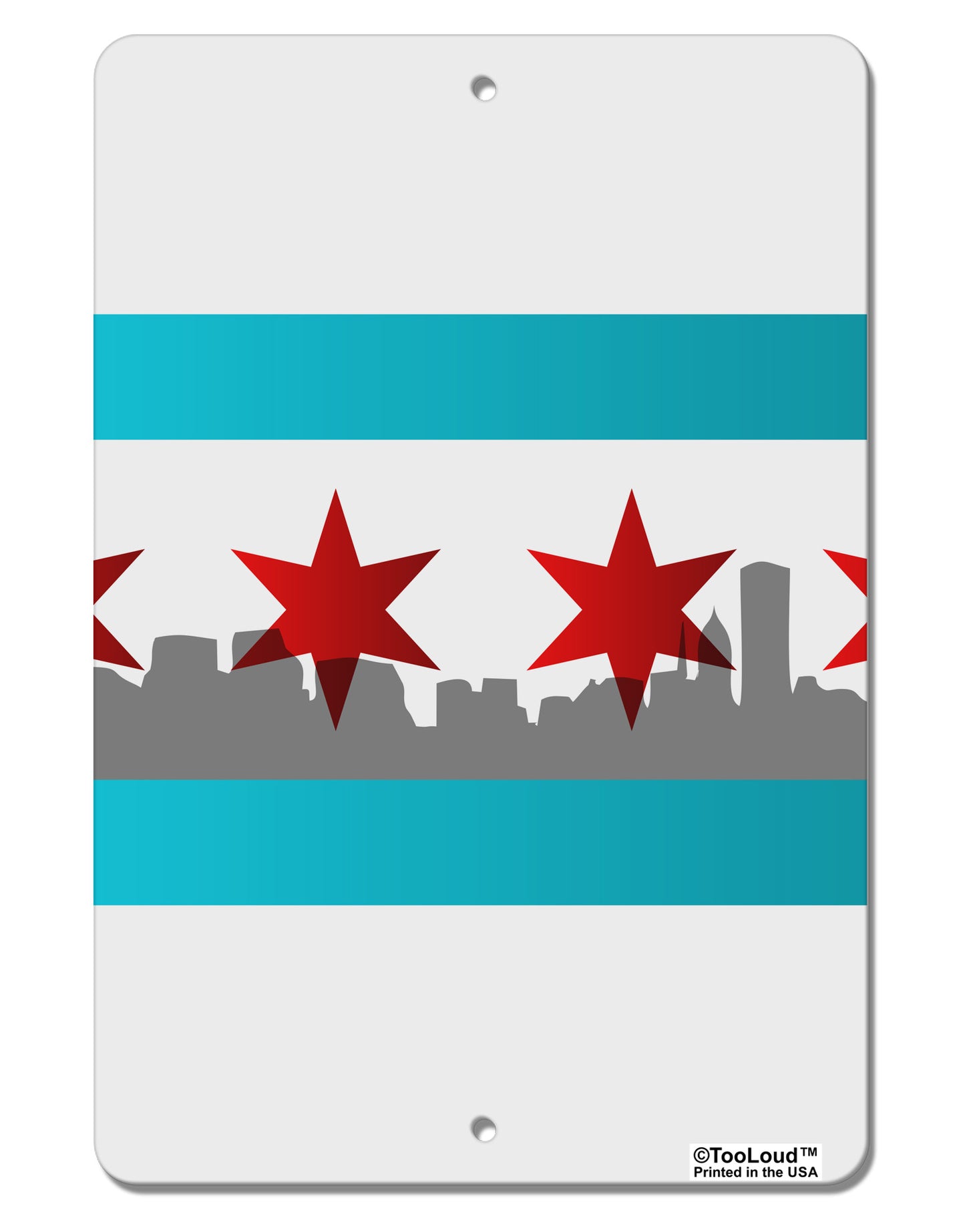 Chicago Flag Skyline AOP Aluminum 8 x 12" Aluminum Sign All Over Print-Aluminum Sign-TooLoud-White-Davson Sales