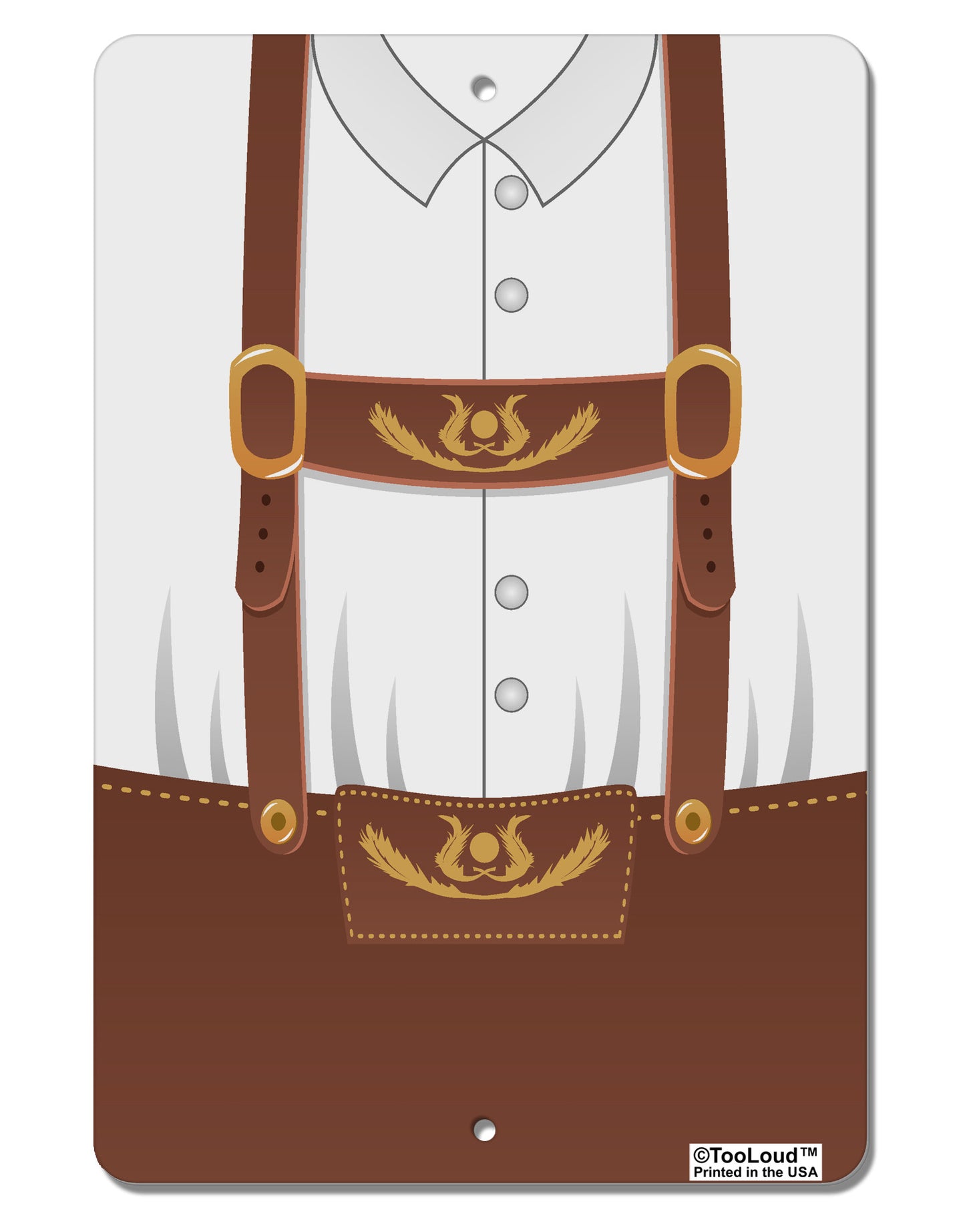 Lederhosen Costume Brown Aluminum 8 x 12" Aluminum Sign All Over Print by TooLoud-Aluminum Sign-TooLoud-White-Davson Sales
