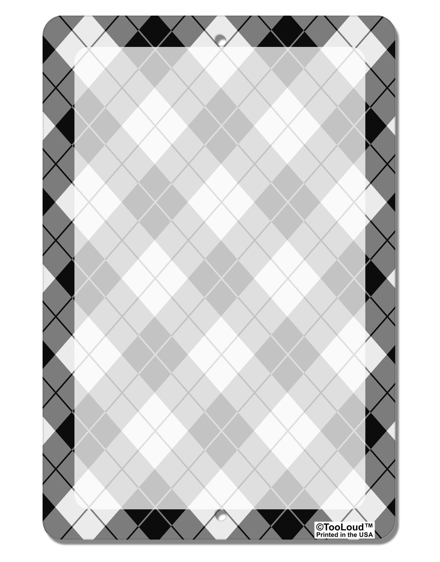 Black and White Argyle AOP Aluminum 8 x 12" Dry Erase Board Sign All Over Print by TooLoud-Dry Erase Board-TooLoud-White-Davson Sales