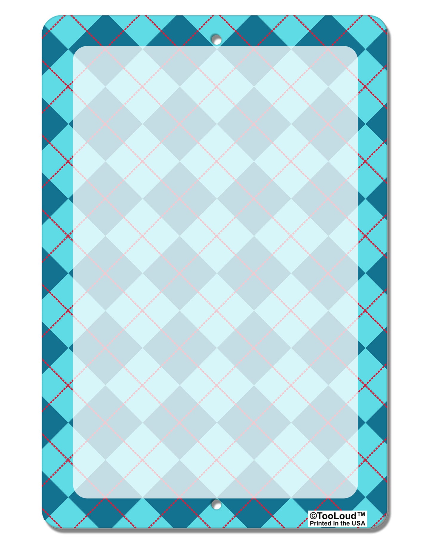 Blue Argyle AOP Aluminum 8 x 12" Dry Erase Board Sign All Over Print by TooLoud-Dry Erase Board-TooLoud-White-Davson Sales