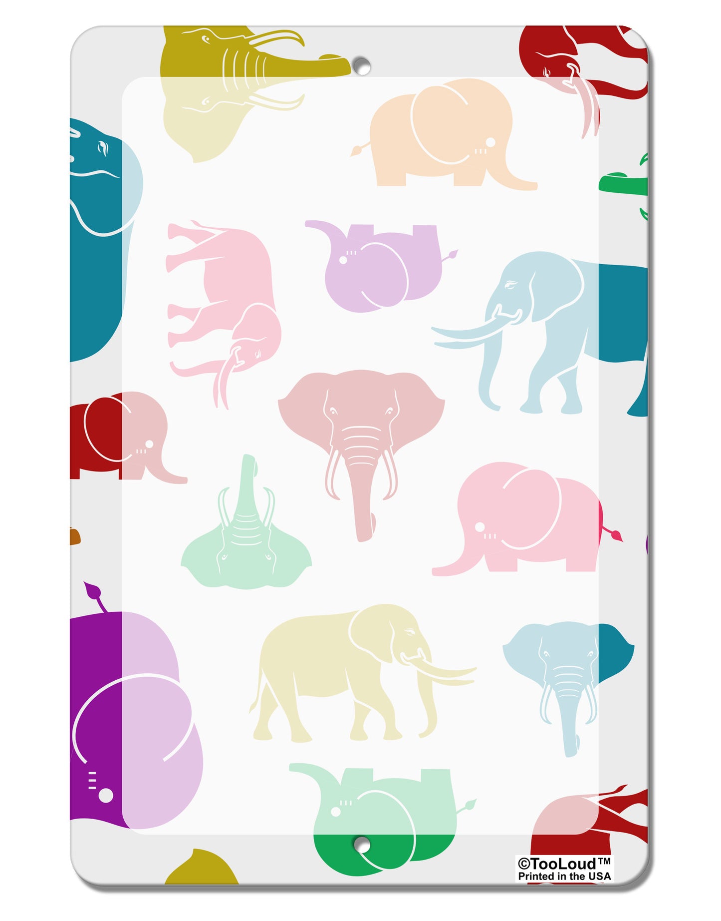 Colorful Elephants AOP Aluminum 8 x 12" Dry Erase Board Sign All Over Print-Dry Erase Board-TooLoud-White-Davson Sales