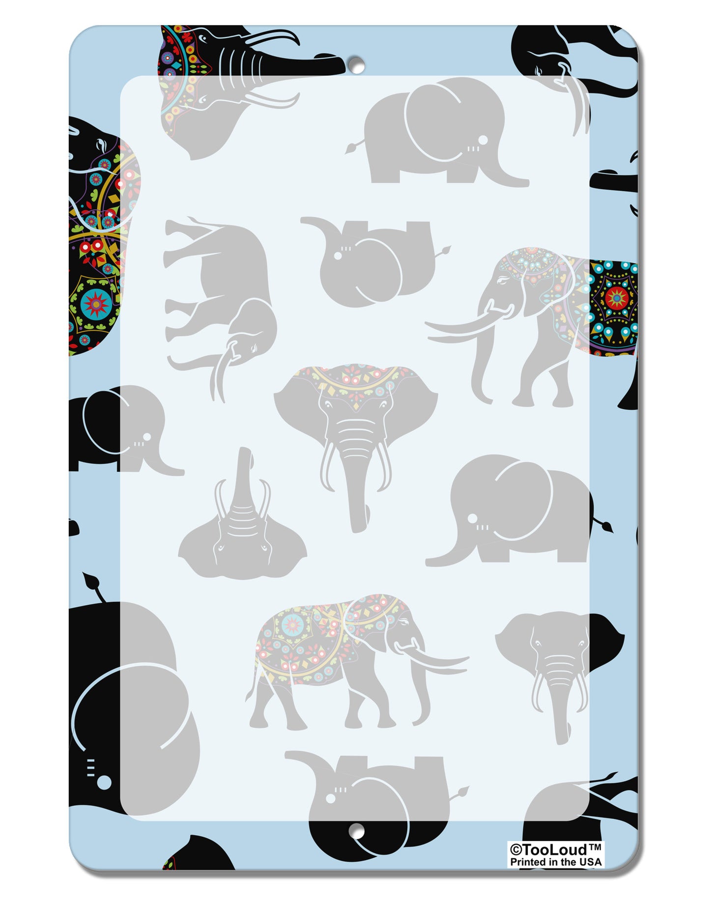 Mixed Elephants AOP Aluminum 8 x 12" Dry Erase Board Sign All Over Print-Dry Erase Board-TooLoud-White-Davson Sales