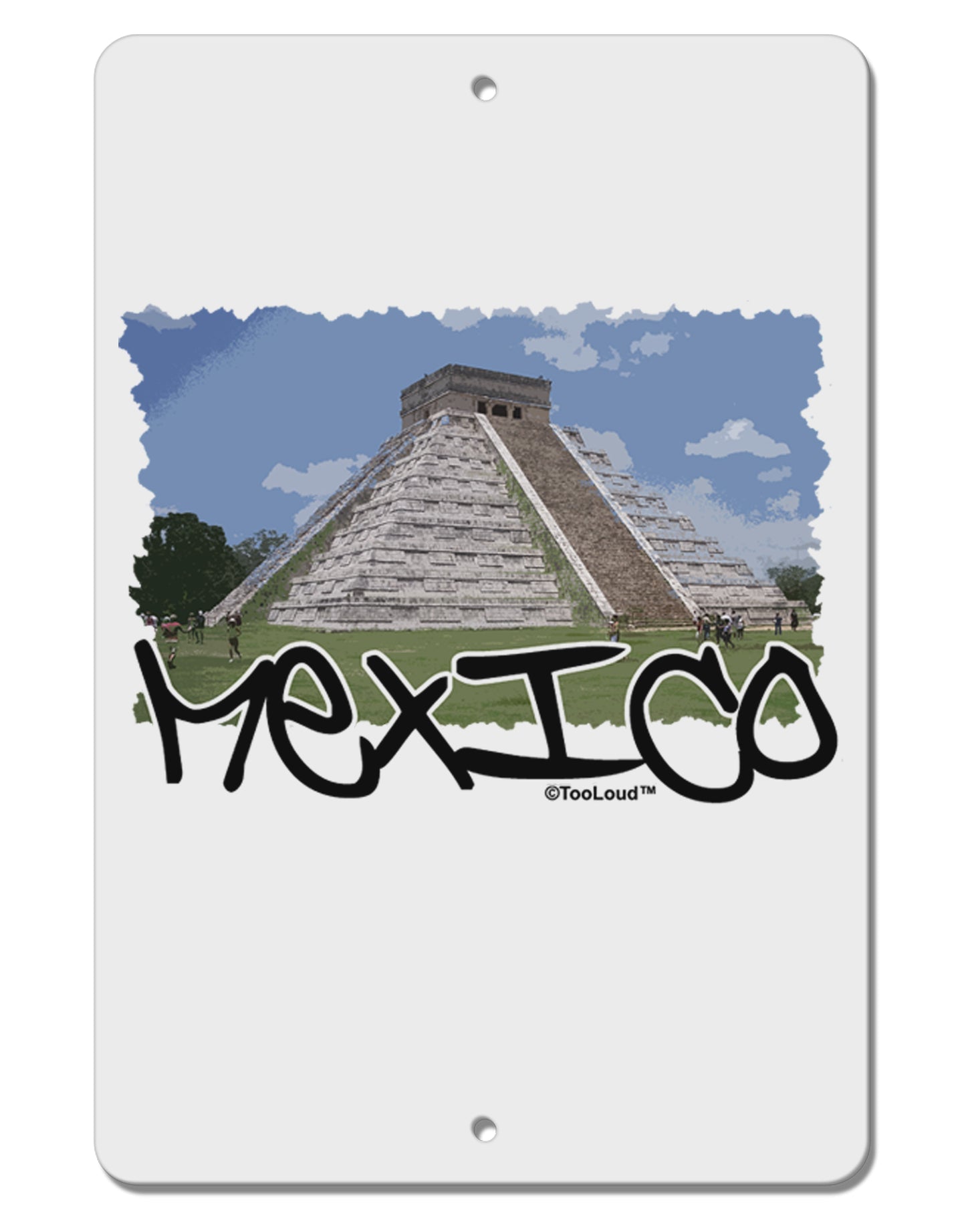 Mexico - Mayan Temple Cut-out Aluminum 8 x 12" Sign by TooLoud-TooLoud-White-Davson Sales