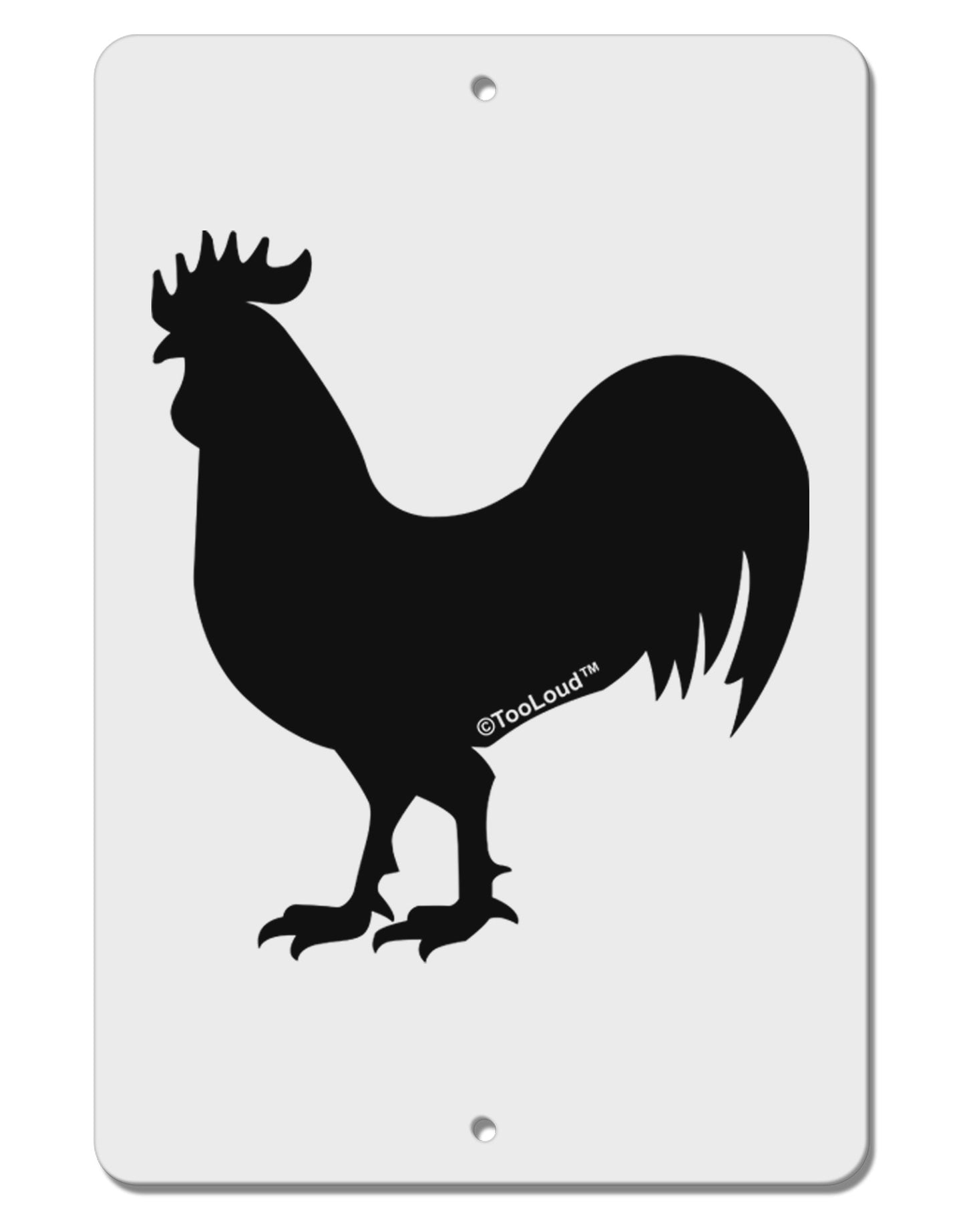 Rooster Silhouette Design Aluminum 8 x 12" Sign-TooLoud-White-Davson Sales