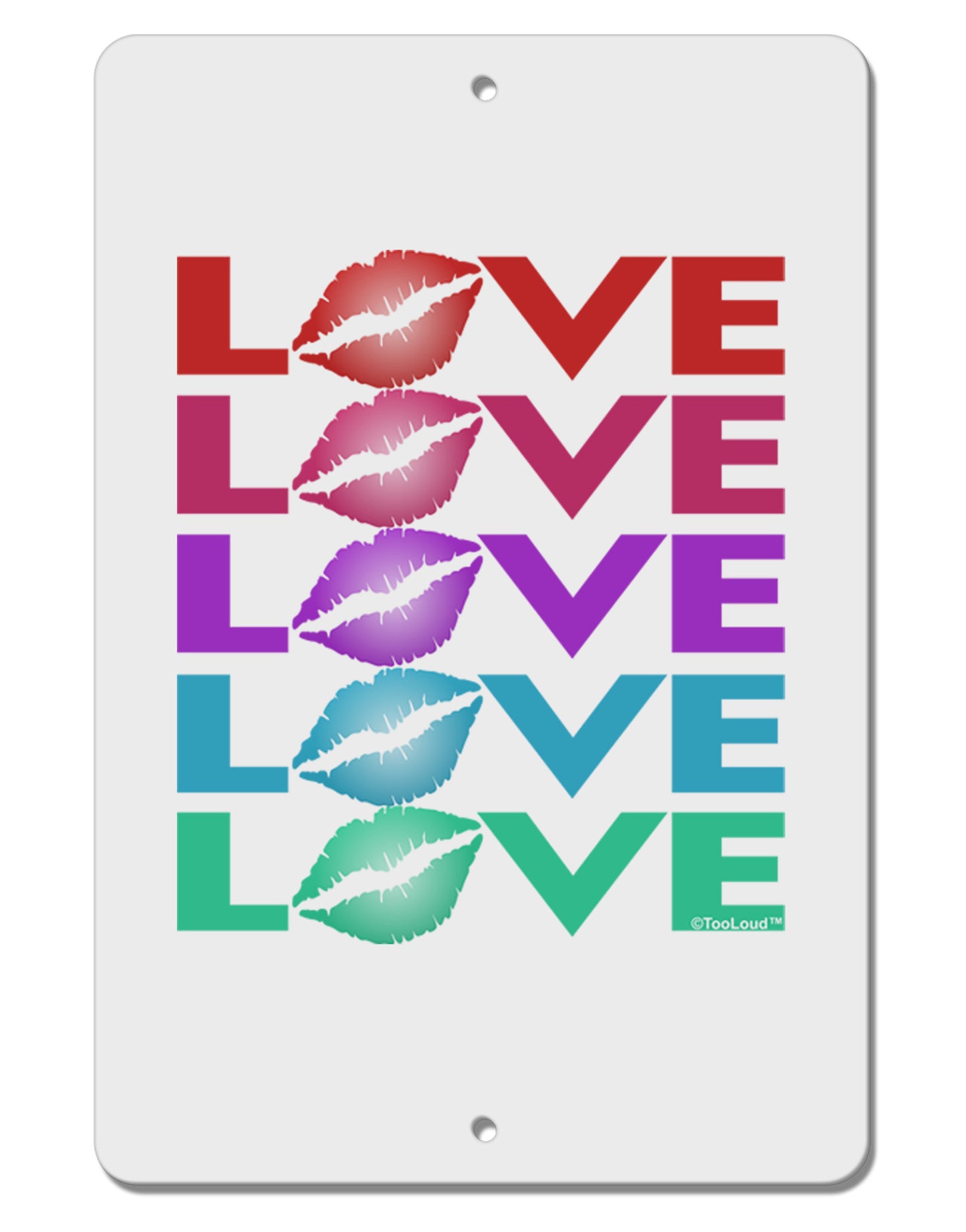 Colorful Love Kisses Aluminum 8 x 12" Sign-TooLoud-White-Davson Sales