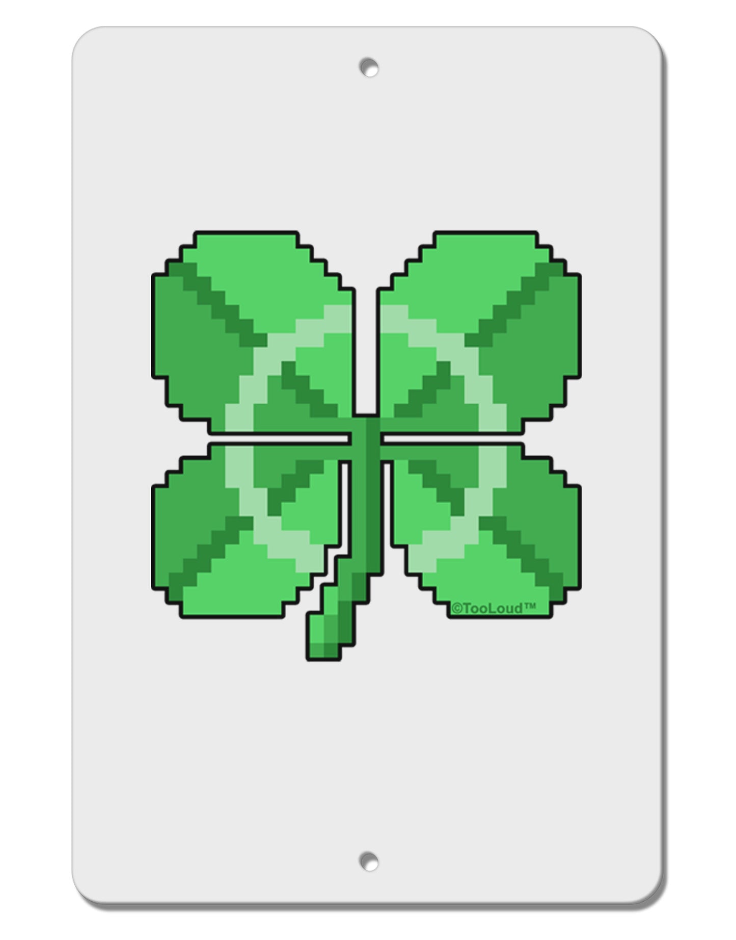 Pixel Four Leaf Clover Aluminum 8 x 12" Sign-TooLoud-White-Davson Sales