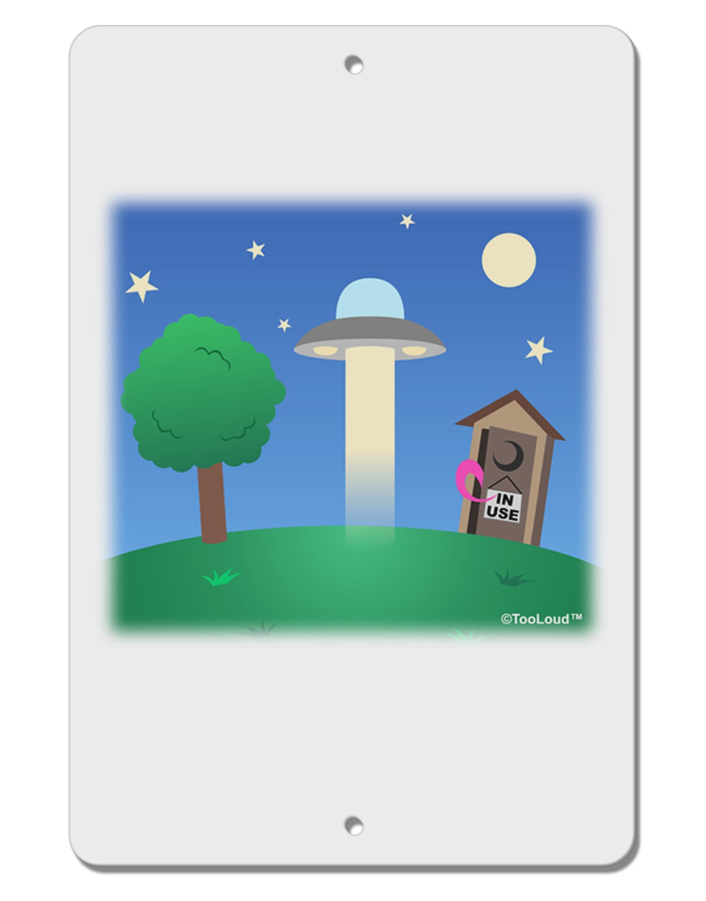 UFO Stopping At an Out-house Aluminum 8 x 12" Sign by TooLoud-TooLoud-White-Davson Sales