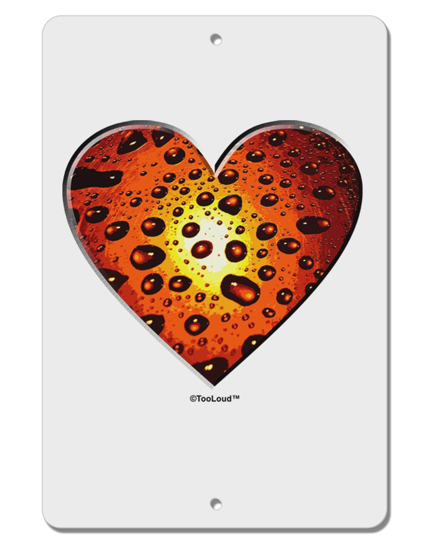 Water Droplet Heart Orange Aluminum 8 x 12" Sign by TooLoud-TooLoud-White-Davson Sales
