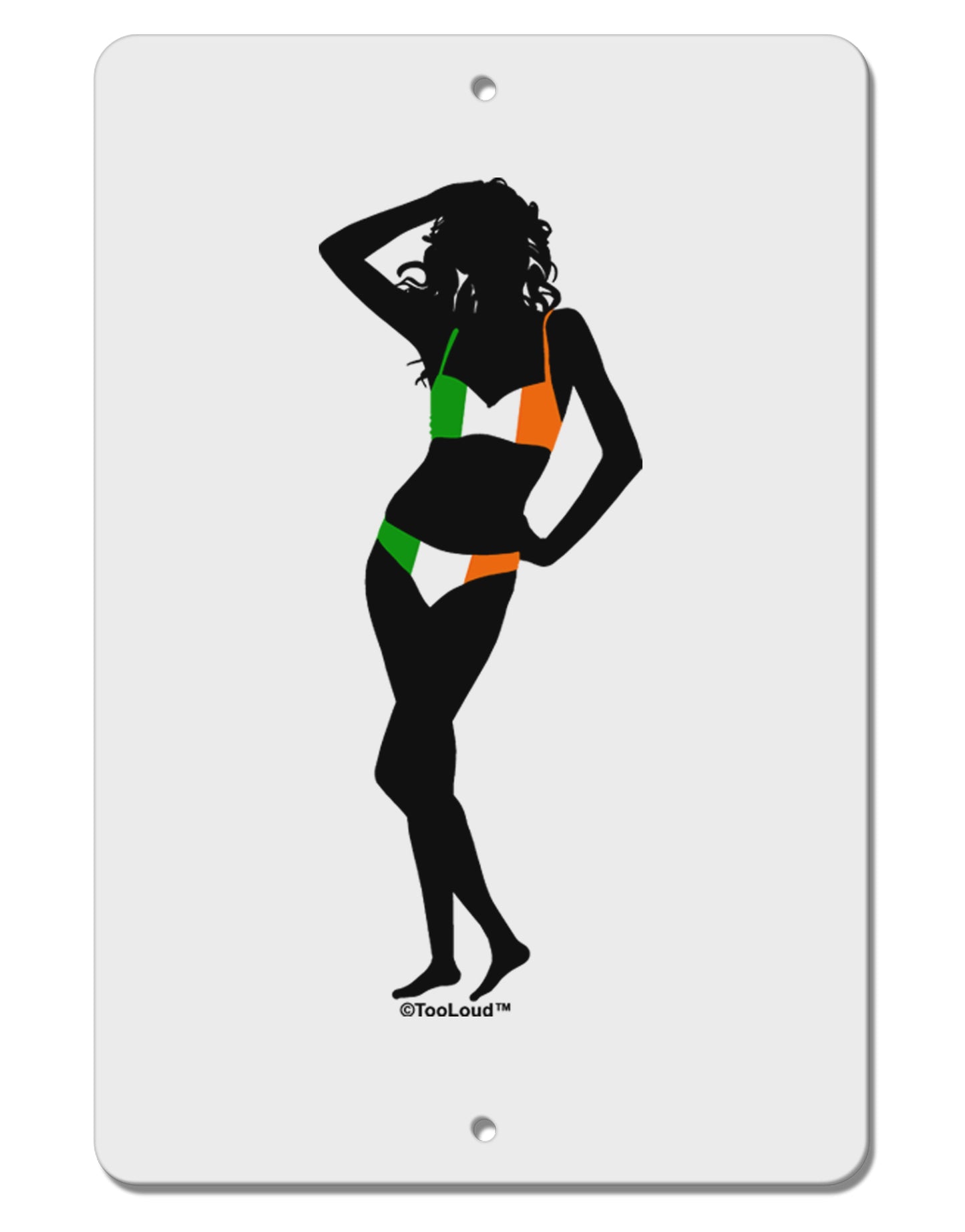 Irish Flag Bikini Shadow Aluminum 8 x 12" Sign by TooLoud-TooLoud-White-Davson Sales